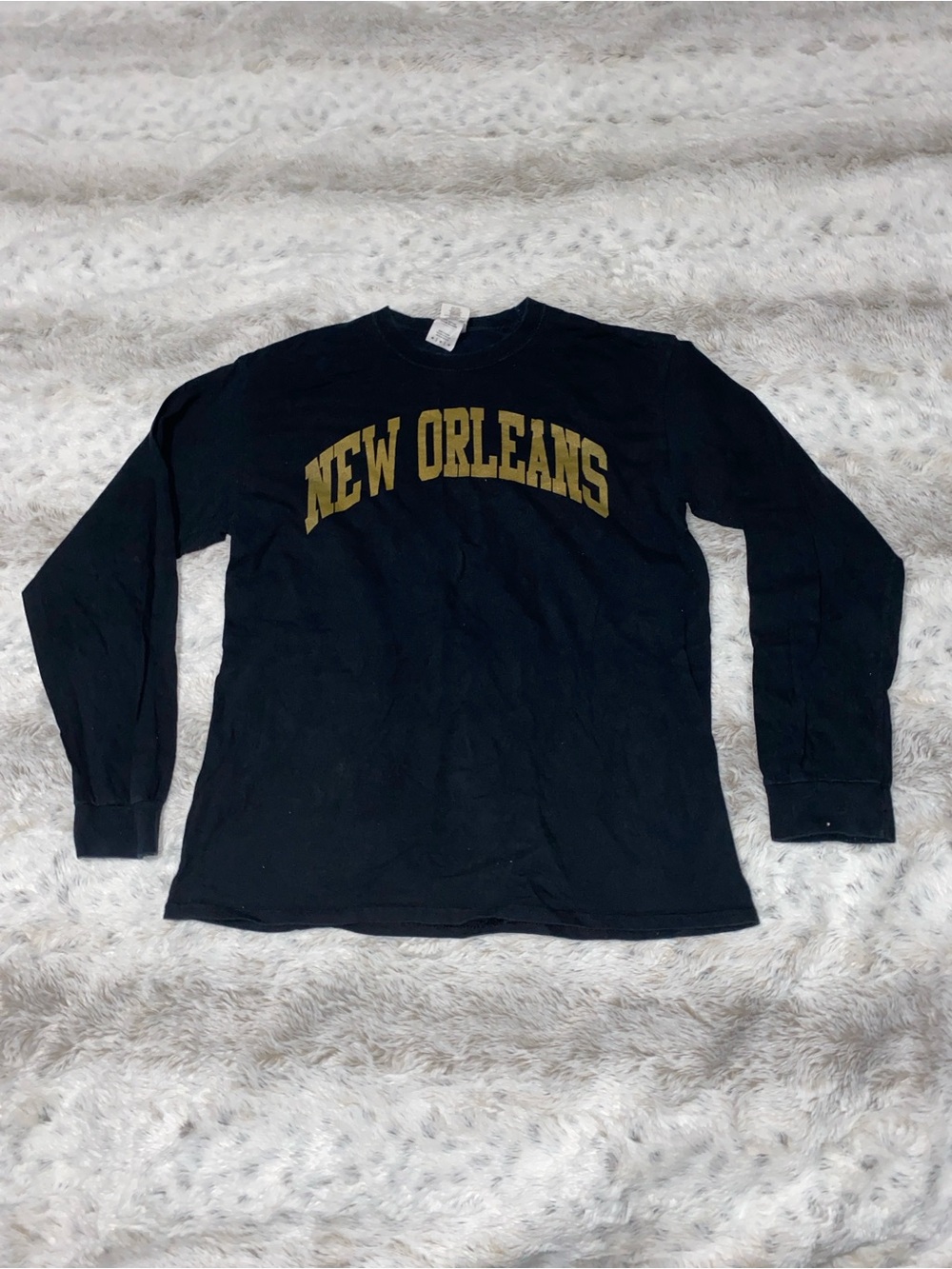 Gildan Black Long-Sleeve Crewneck with Gold "New Orleans" Print